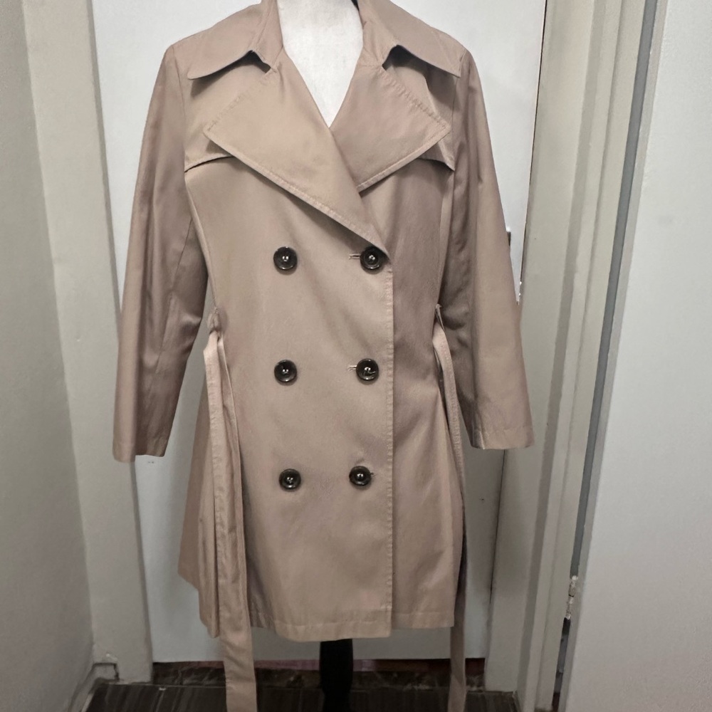 Via Spiga Classic Tan Cotton Blend  Trench Coat Large